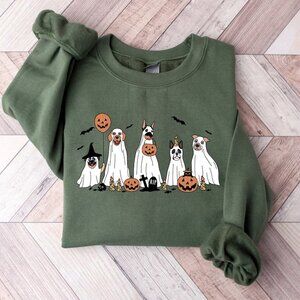 Vintage Halloween Funny Ghost Dog Sweatshirt